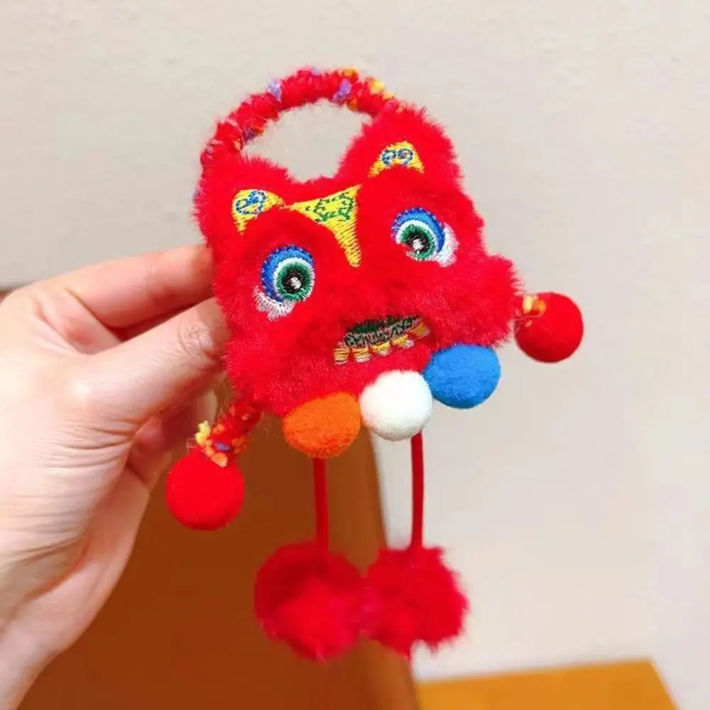 

Tassel New Year Hair Rope Ponytail Holder Hair Ring Lion Awakening Headwear Plush Ball Korean Style Plush Elastic Hair Band