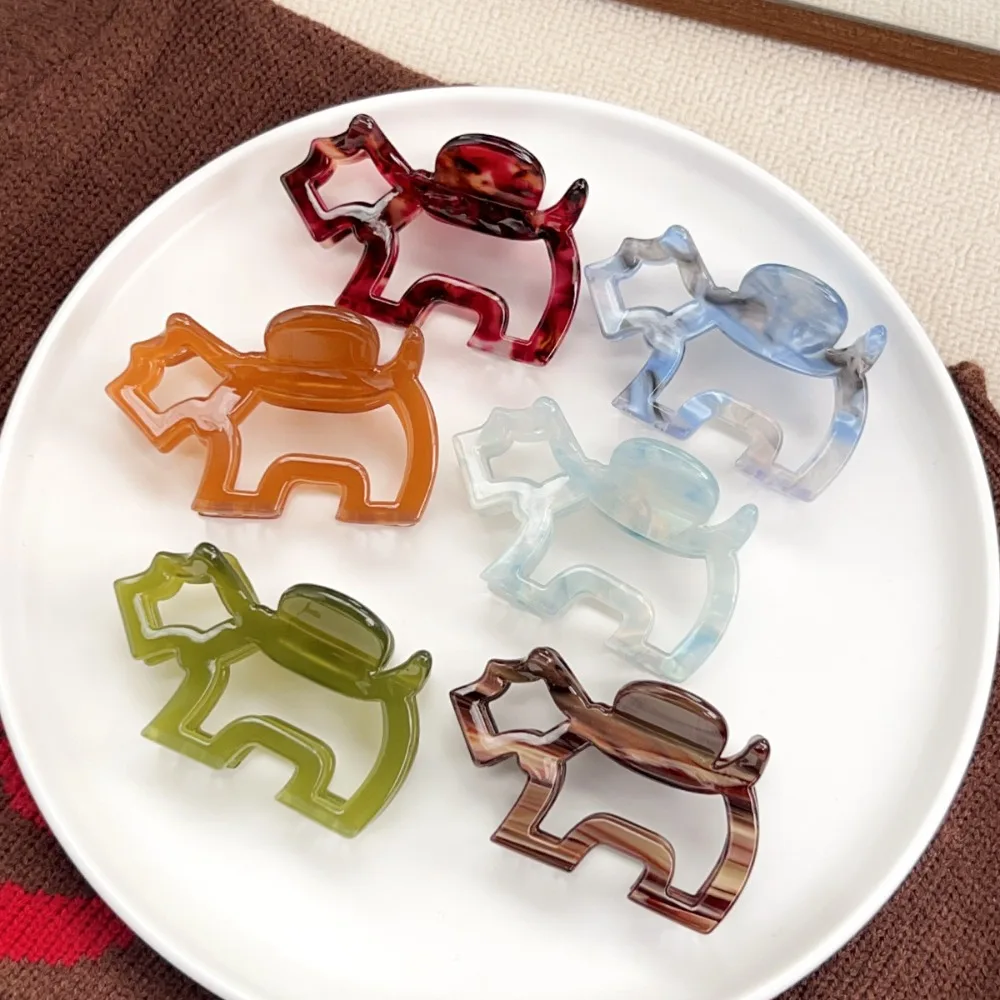 

Cute New Style Cute Niche High-end Feeling Hair Grabbing Hollowed Out Small Dog Grip Vinegar Clip Back of The Head Half Scratch