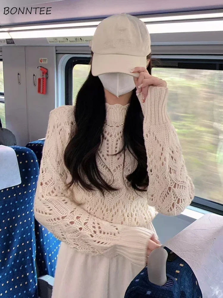 

Нежные тонкие пуловеры для женщин, вязаные винтажные свитера с вырезом, мягкие эстетичные пригородные универсальные осенние свитер Женский