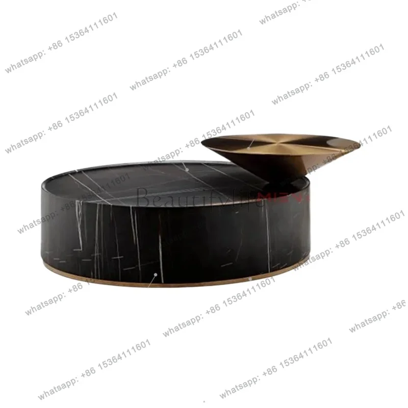 YJ Modern Art Marble Coffee Table Set Nordic Living Room Round Nesting Tables Luxury