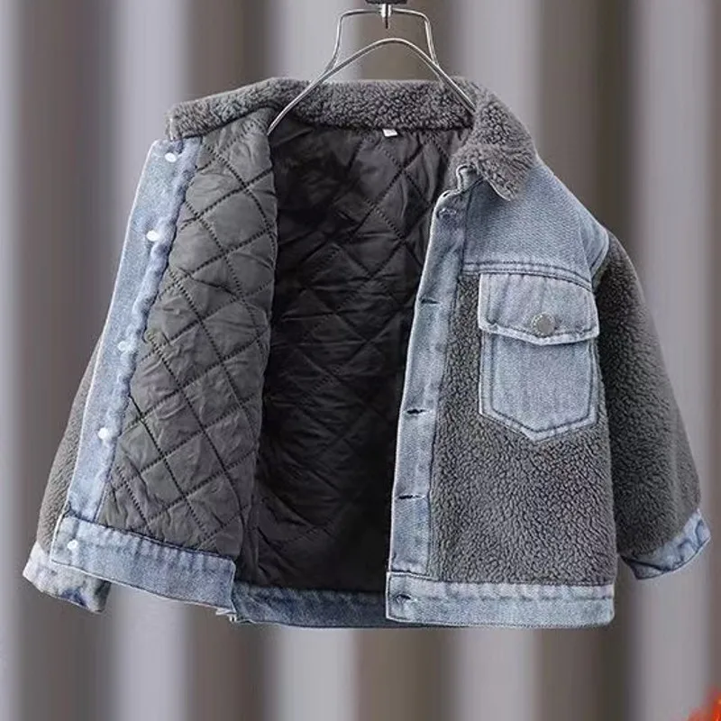 

Куртка джинсовая толстая для мальчиков, Модное детское пальто, верхняя одежда, весна-зима 2023-A0164