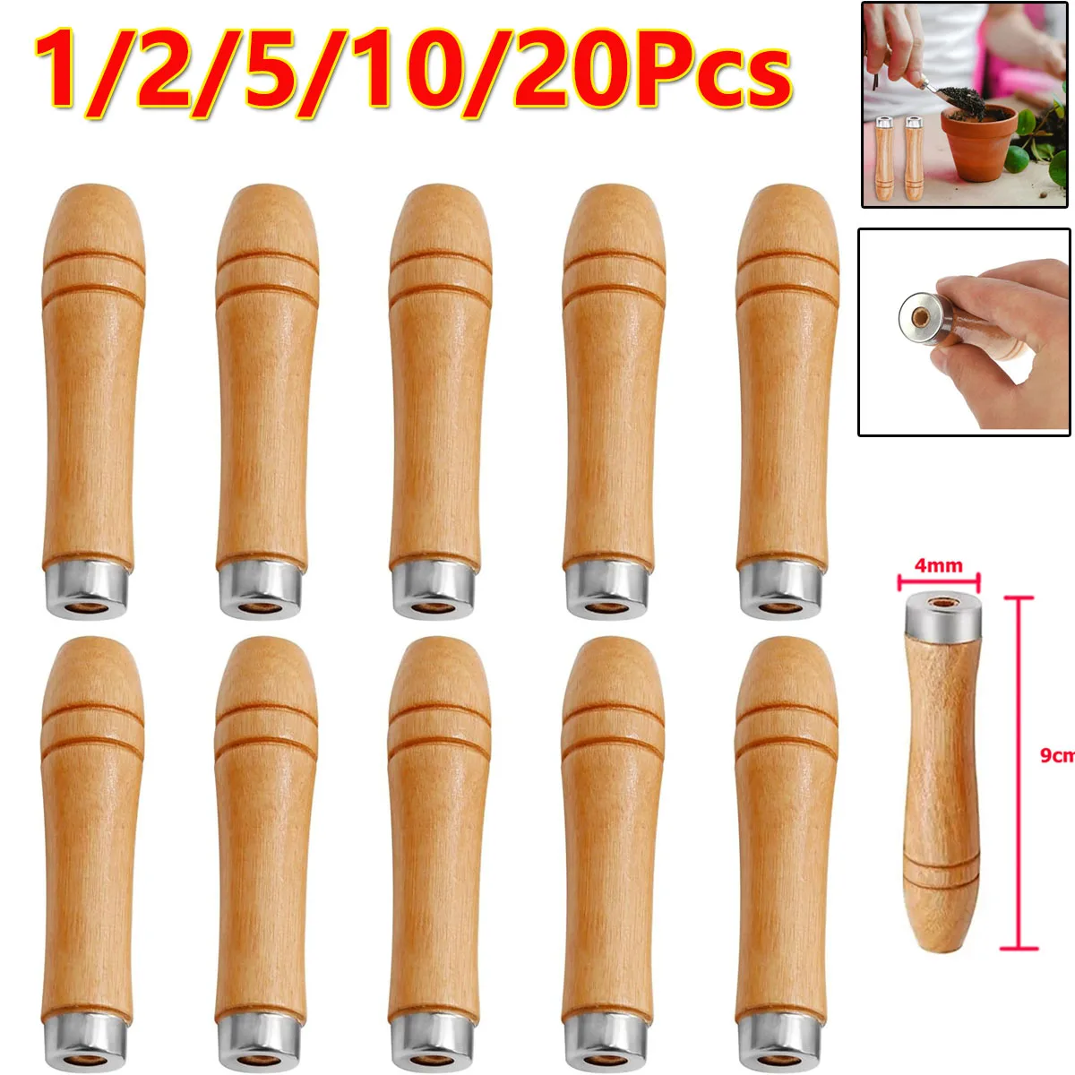 

1/2/5/10/20Pcs 9cm Wooden File Handles For Tools Replacement Strong Metal Collar Craft For Wood Rasp Screwdriver 4-6 Inch File