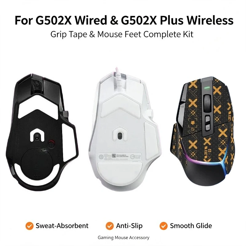 For Logitech G502X Wired & G502X Plus Wireless Gaming Mouse Sweat-Absorbent Anti-Slip Grip Tape，ICE Mouse Skates Mouse Feet Pads