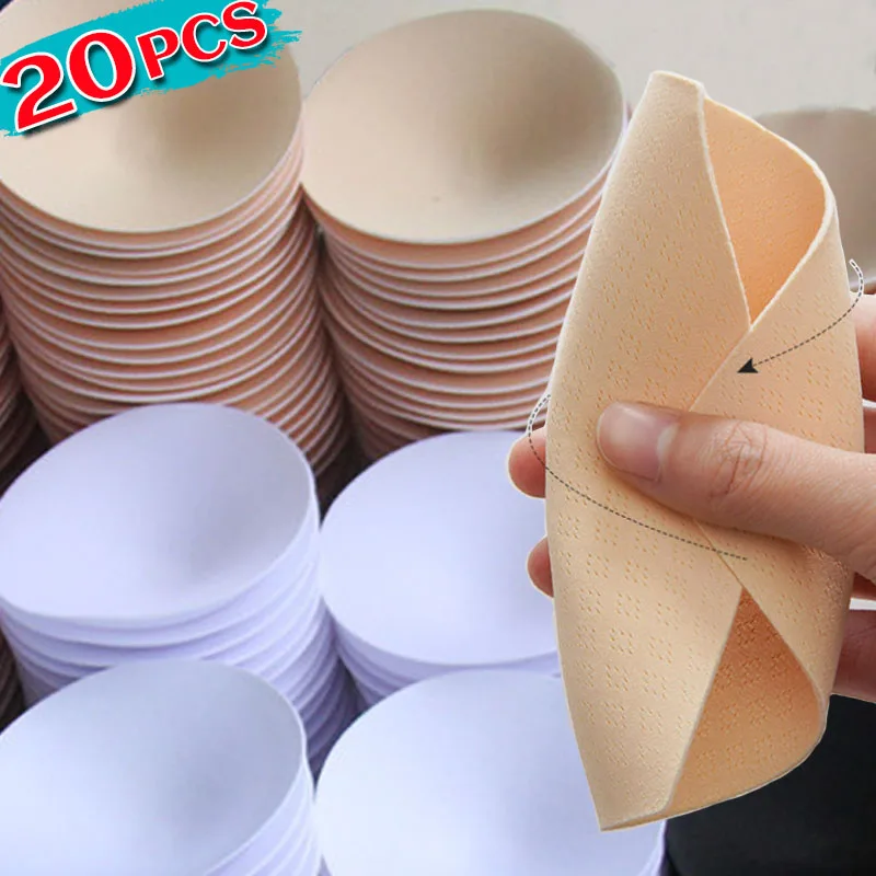 2/20pcs Removable Sponge Push Up Bra Pads for Women Soft Invisible Inserts Sports Breast Enhancers Chest Cup Pads Accessories
