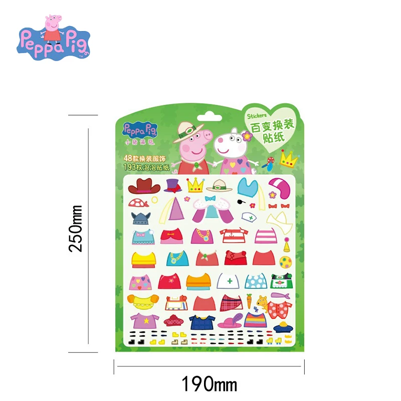 Peppa Pig Schaumstoff-Aufkleberbuch für 3–6 Jahre alte Kinder, Cartoon-Aufkleber, Kindergarten-Dressing, frühe Bildung, Lernspielzeug