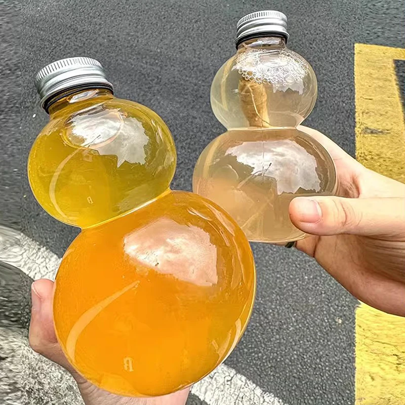 350/500ml Calabash Shape Water Bottles For Milk Tea Coffee Juice Portable Drinking Cup Home Juicing Beverage Drink Bottle
