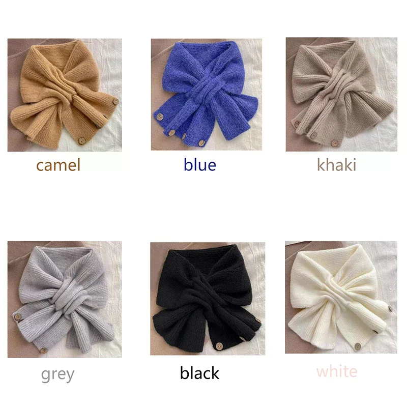 

Защитная шаль для шеи, однотонный шарф с крестом, вязаный шейный платок, теплый женский шарф для шеи