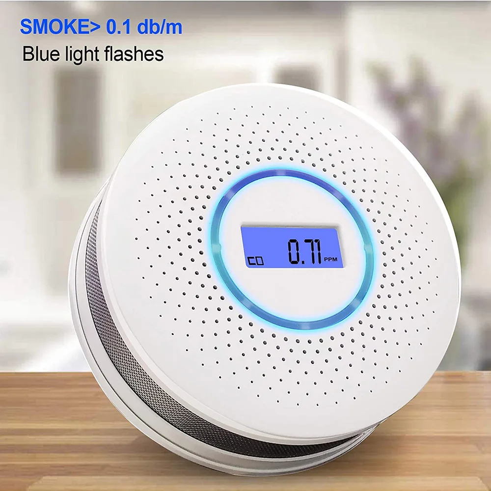 2-in-1 and Carbon Monoxide Detector Smoke CO Air Quality Monitor High Precision LCD Digital Display Carbon Monoxide Sensor Alarm