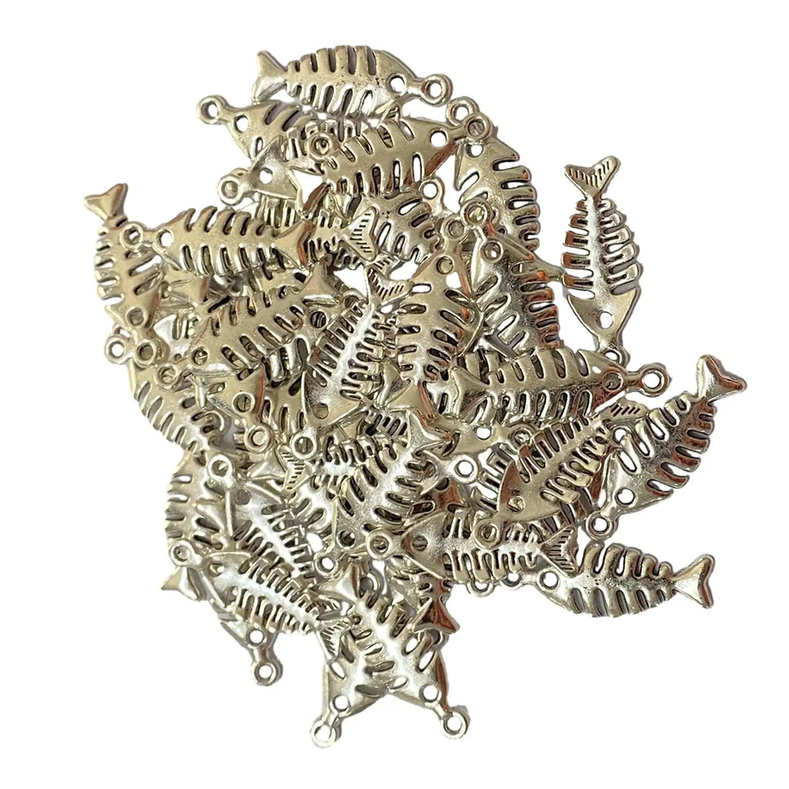 50 Pieces Alloy Fish Pendant Charms Alloy Fish Skeleton Charms for Jewelry Making DIY Craft Supplies Bracelets Accessories