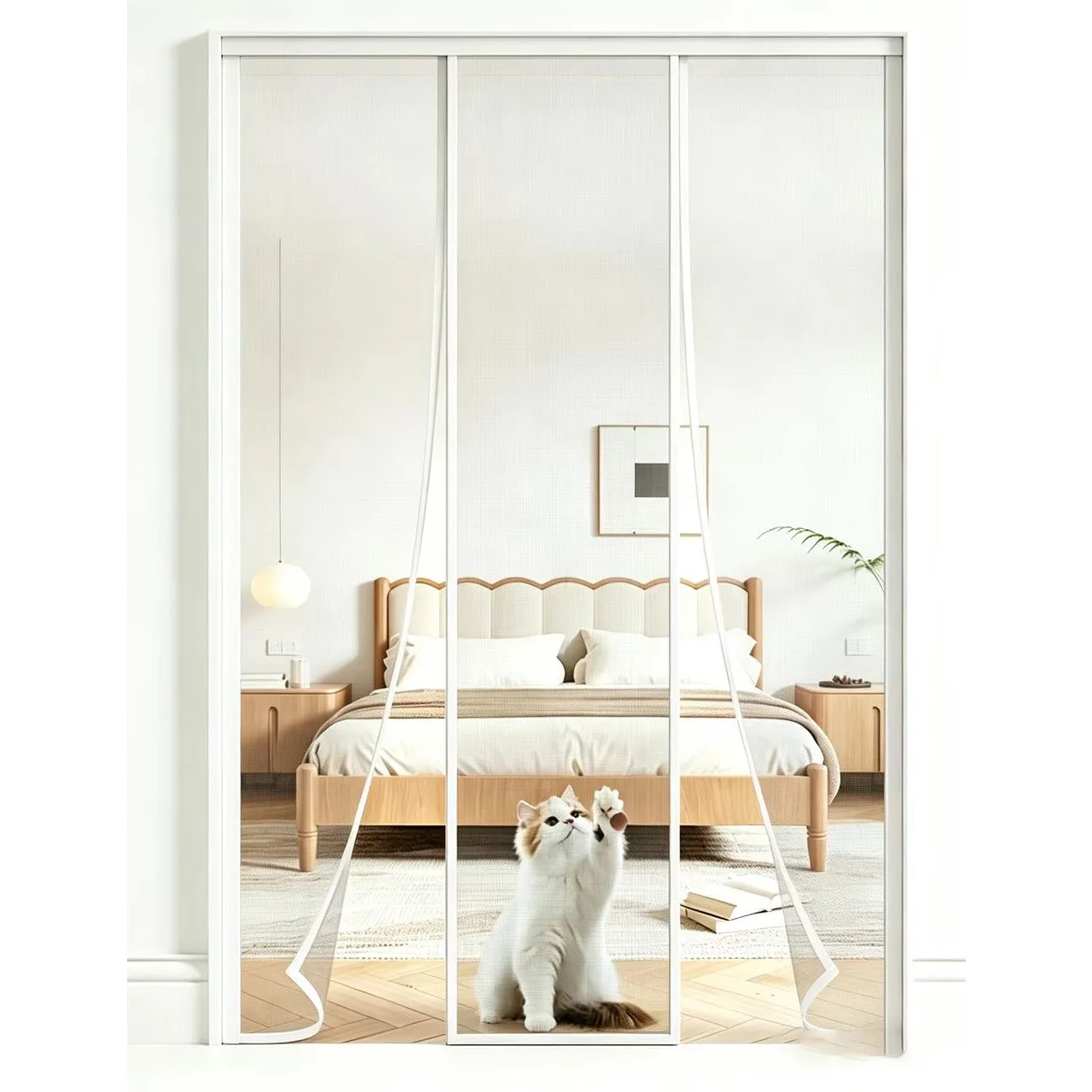 Double Opening Mosquito Proof Door Curtain, Magnetic Self-adhesive Door Curtain,fly Proof, Non Perforated Household Door Curtain