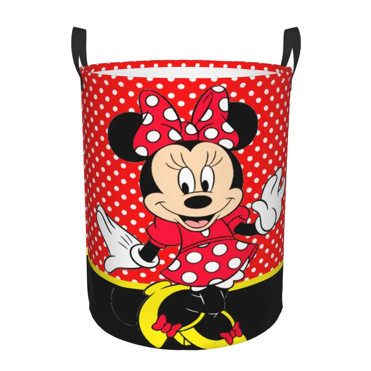 Custom Minnie Mouse Polkadot Anime Laundry Hamper Large Storage Basket Kids Nursery Toy Organizer