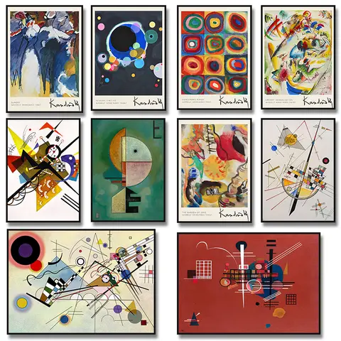 Wassily Kandinsky, pittura su tela di arte astratta, anelli concentrici, poster e stampe di foresta arcobaleno, decorazioni murali per la casa