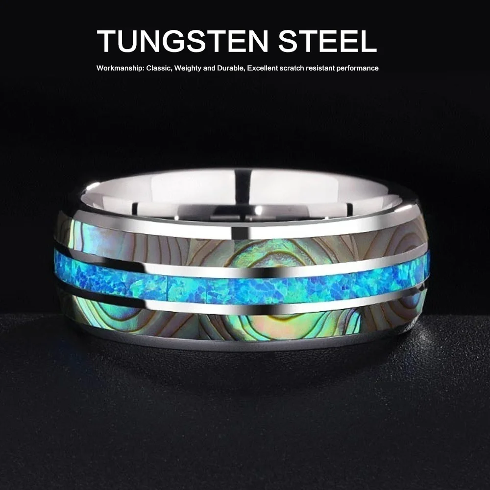 Tungsten Carbide Rings, 8mm Steel Ring High Polished Never Fade Jewelry Unique Personality Luxury Accessories for Wedding Band