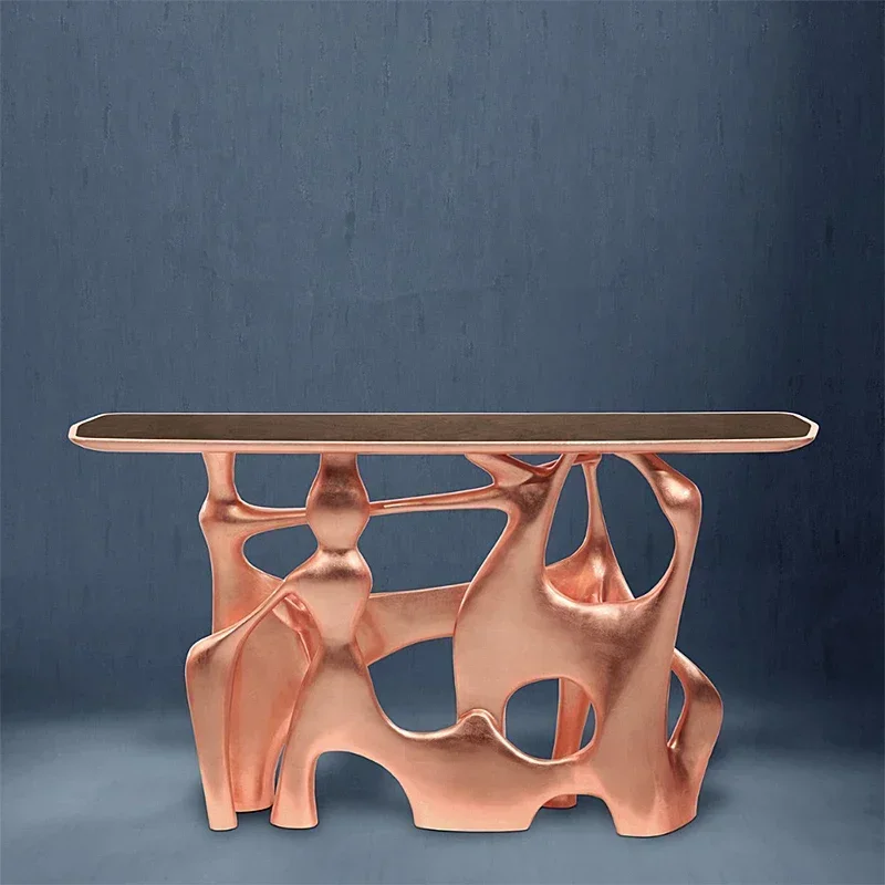 Y1 Italian light luxury creative pure copper entrance table, entrance table, entrance table, art decoration table
