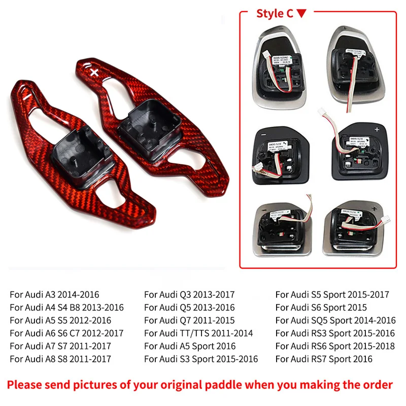Shift Paddle For Audi A3 A4 S4 A5 A6 S6 RS6 C7 C8 A7 S7 RS7 Q2 Q3 Q5 Q7 TT TTRS R8 Carbon Fiber Steering Wheel Paddle Shifter image 3