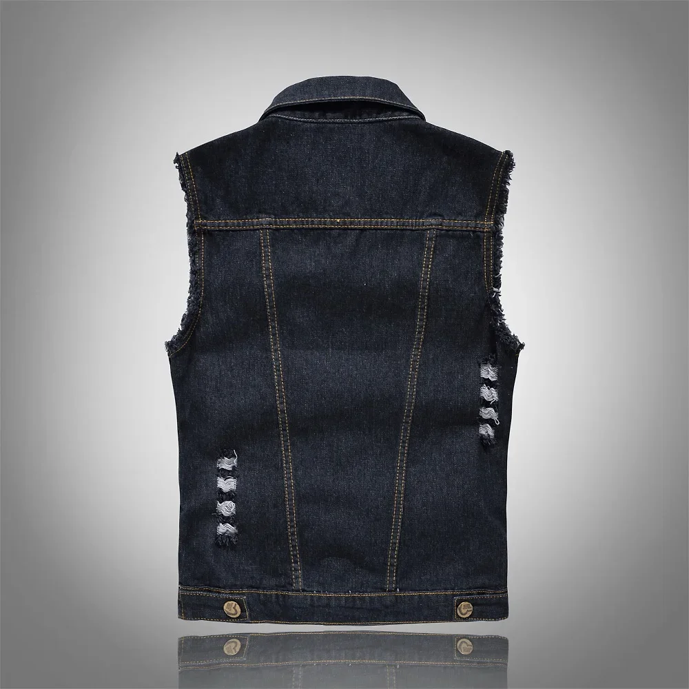 New  Men's Denim Vest Ripped Jean Plus Size 6XL Denim Vest  Jacket  Coats Waistcoat Men Sleeveless Jacket Male TankMens Jacket