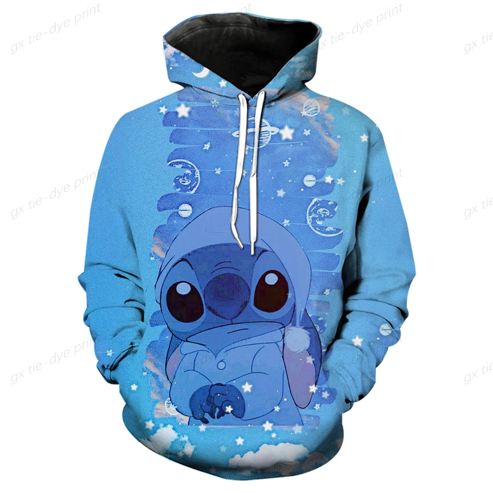 Stitch Cartoon Joint Printed Sweatshirt For Men And Women Disney Clothes 2024 Hot Style Early Autumn Hooded Ioose Iong Sleeves