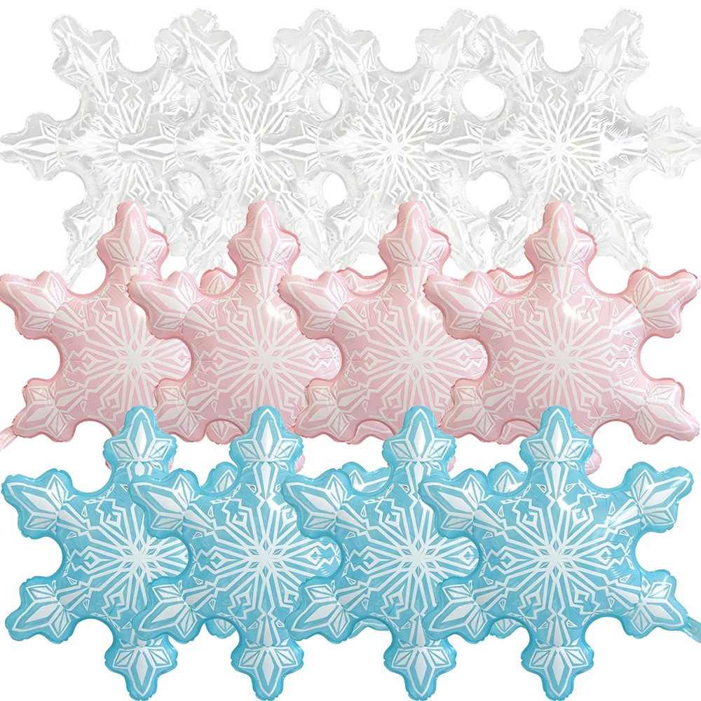 Snowflake Foil Balloons 3 Colors White Pink Blue Large Snow Foil Balloon for Winter Christmas Frozen Theme Birthday Party Decors
