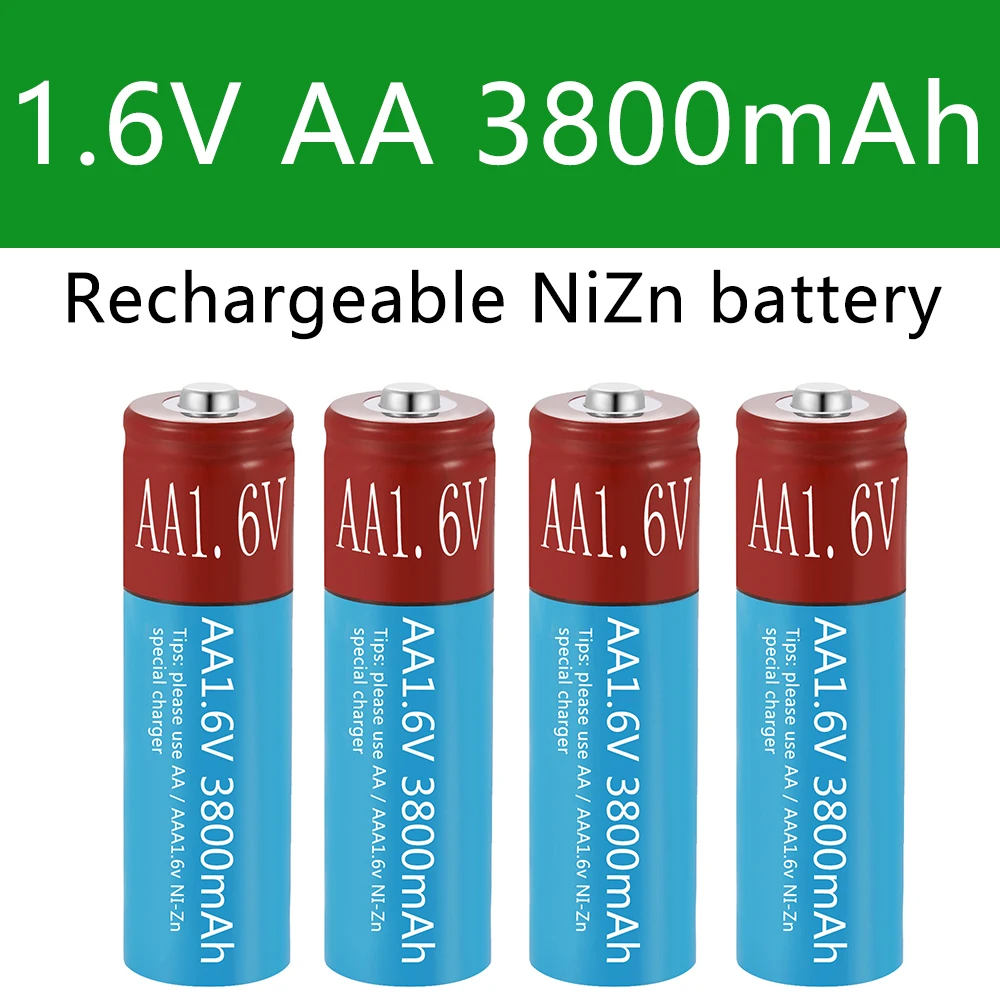 AA Battery Rechargeable Battery NI-ZN 3800mAh 1.6V Battery for toys MP3 Solar Lights Digital Camera MP4 RC car & USB Charger