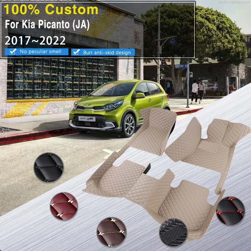 Car Mats Floor For Kia Picanto Morning Grand Eko Taxi JA 2017~2022 Waterproof Leather Mat Car Mats Tapis Voiture Car Accessories