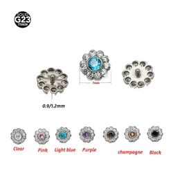 1Pc F136 Titanium CZ Dermal Anchor Moon Shape Micro Dermal Anchor Flower Star Piercings Skin Diver Piercing Body Jewelry 14g