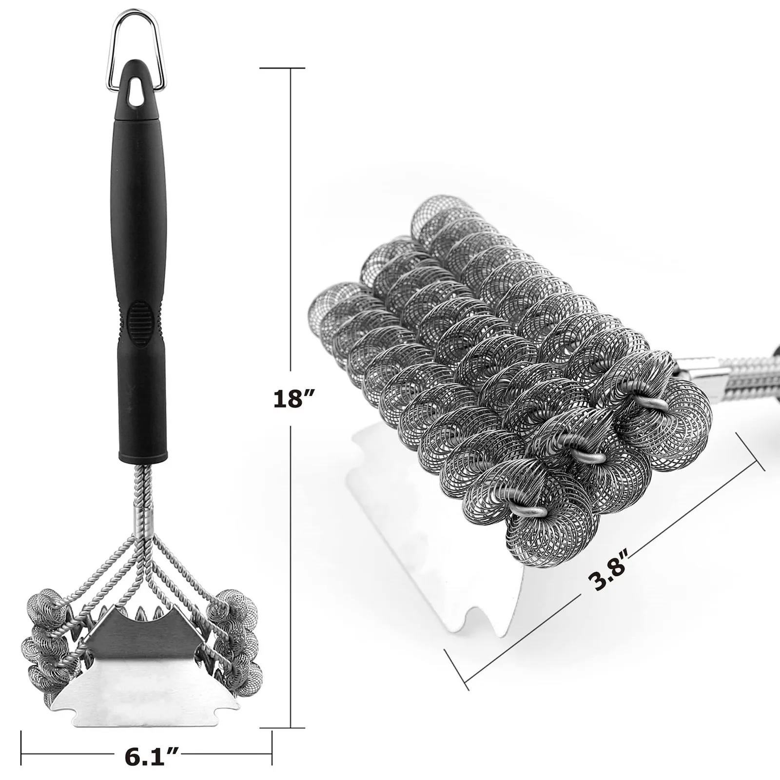 Brosse de nettoyage de grille de gril de 18 pouces, avec grattoir, support de barbecue en acier inoxydable, brosse de nettoyage de gril, brosse de nettoyage de sol de salle de bains