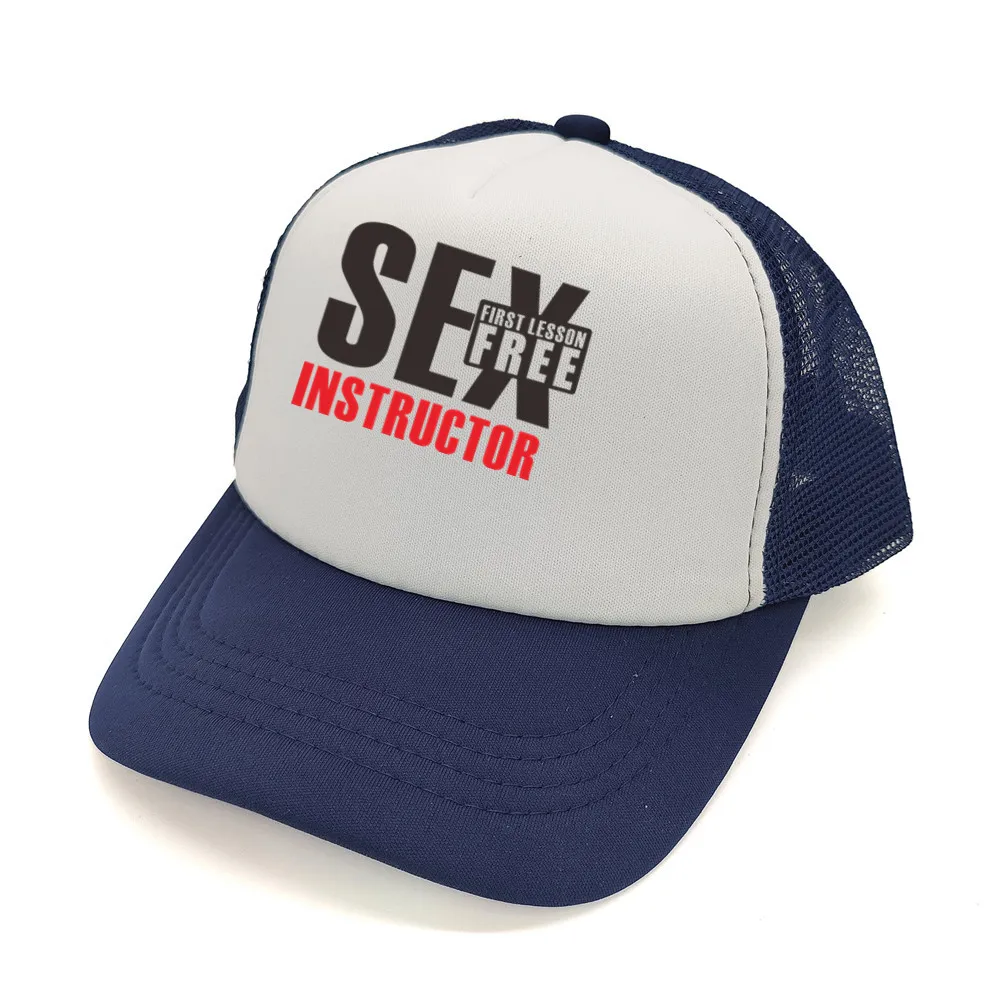 Sex Instructor First Lesson Free Trucker Cap Men Funny Hat Baseball Cap Unisex Mesh Net Caps