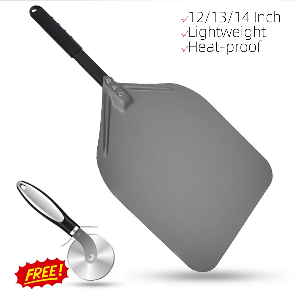 

12 13 14 inch Pizza Peel Long Handle Paddle Hard anodized Shovel Square Pizza Turner Kitchen Accessories Nonstick Baking Tools