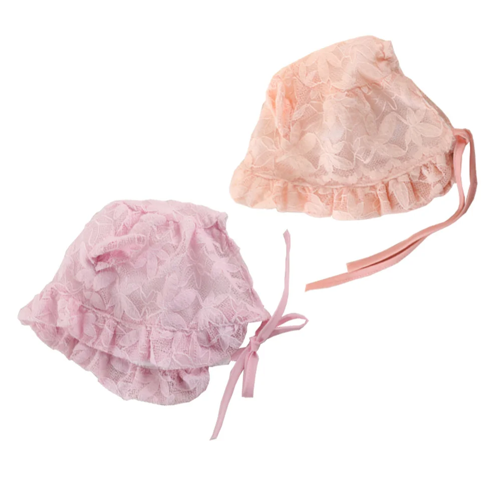 

2pcs Hat Newborn Lace Bonnet Caps Orange Comfortable Visor Breathable Foldable Summer Spring Autumn Photography