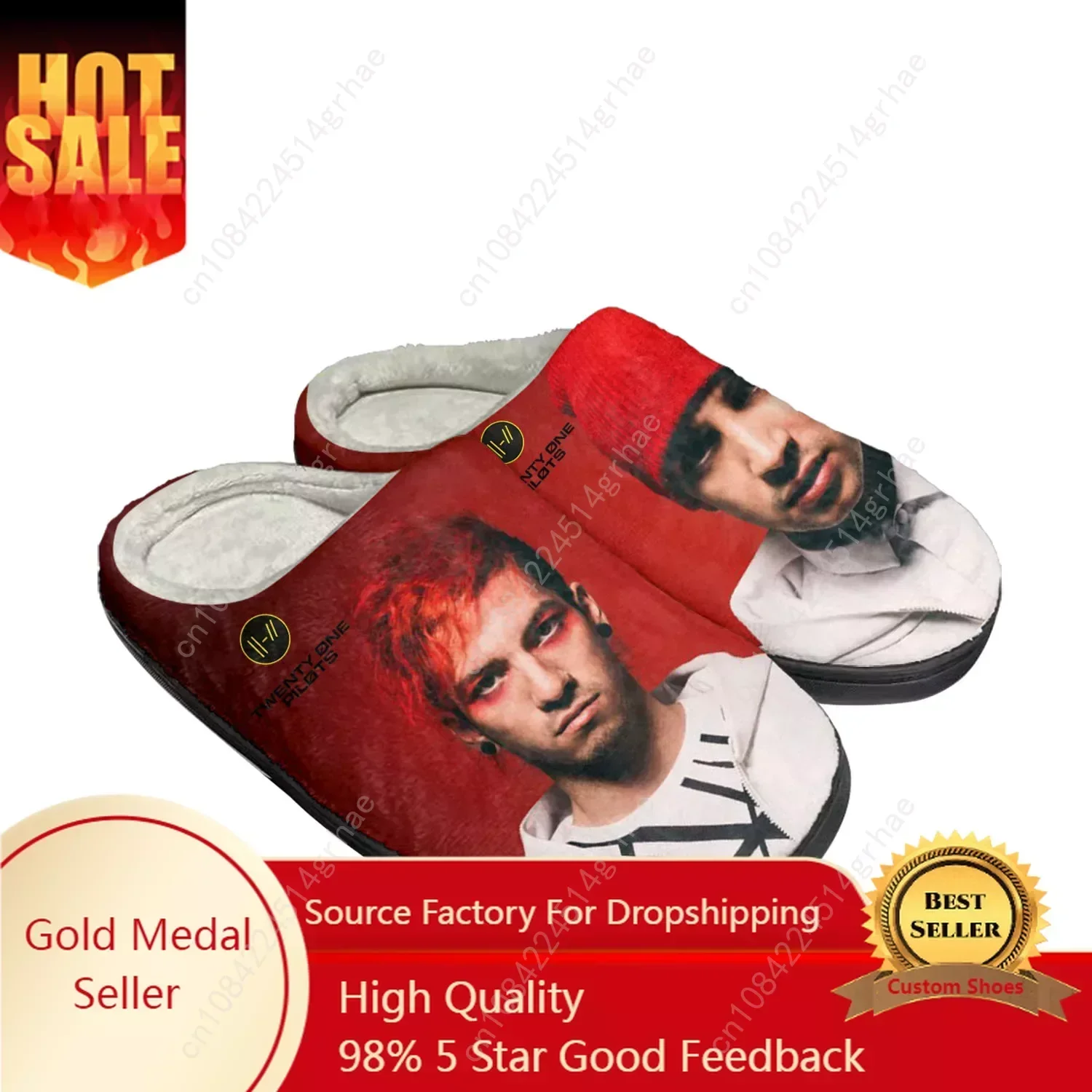 

T-Twenty Home Cotton Custom Slippers Mens Womens O-One P-Pilots Sandals Plush Bedroom Keep Warm Shoe Thermal Slipper Pop Rock