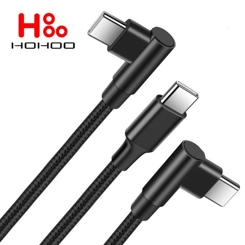 60W Type C To USB C Cable 90 Degree Angle Fast Charging Type-C Date Wire For iPhone 15 Pro max iPadPro Xiaomi Huawei USB C Cable