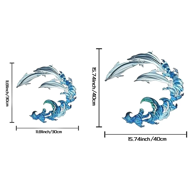 

Металлический дельфин спрей Настенный декор Дельфин Настенное художественное украшение Аквариум Океан Настенный декор для дома B