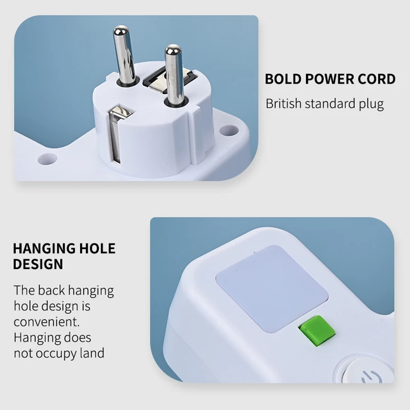 الاتحاد الأوروبي التوصيل قطاع الطاقة مع 3 منافذ تيار متردد + 2 منافذ USB + 1 نوع C ، 6 في 1 التوصيل محول مأخذ التوصيل شاحن حائط لاسلكي للمكتب المنزلي
