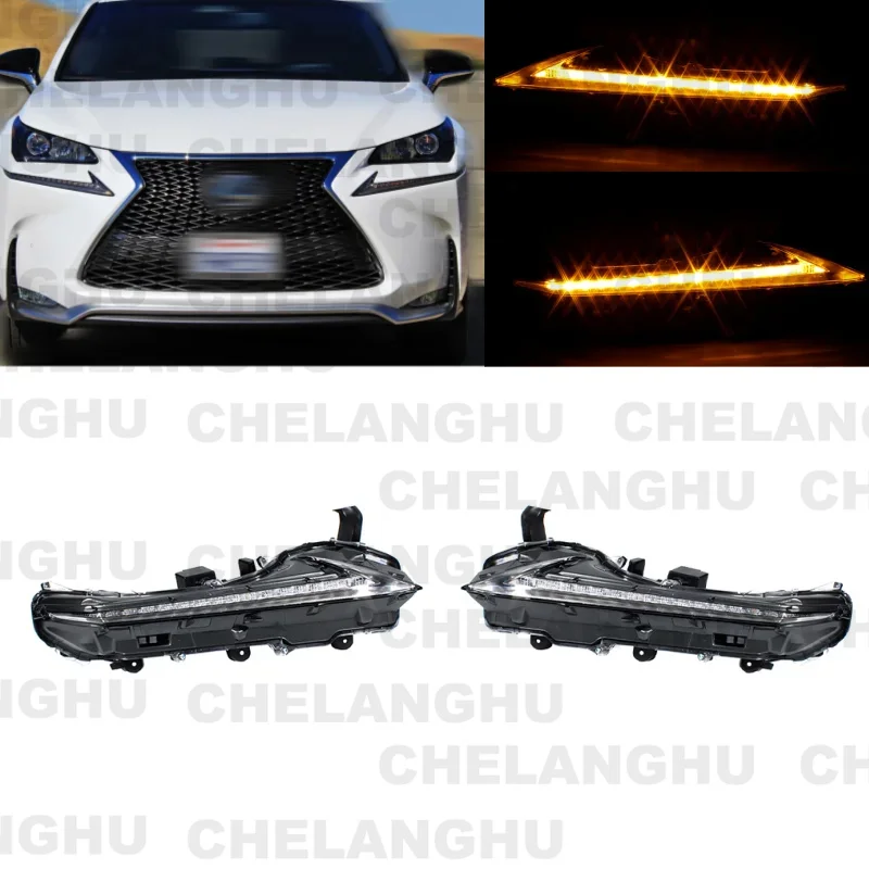 1Pair Flowing Daytime Running Light With LED Bulbs For Lexus NX200t/300/300h 2015 2016 2017 2018 2019 2020 2021