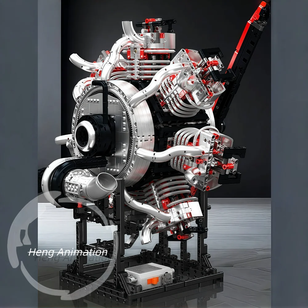 Astronautics Star-motor de avión de 7 cilindros, modelo eléctrico de simulación, adornos de escritorio ensamblados, juguetes DIY