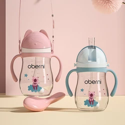 Oberni-Bouteille d'eau d'apprentissage pour enfants, boule passionnée avec paille, gobelet à boire, adaptée aux garçons et aux filles