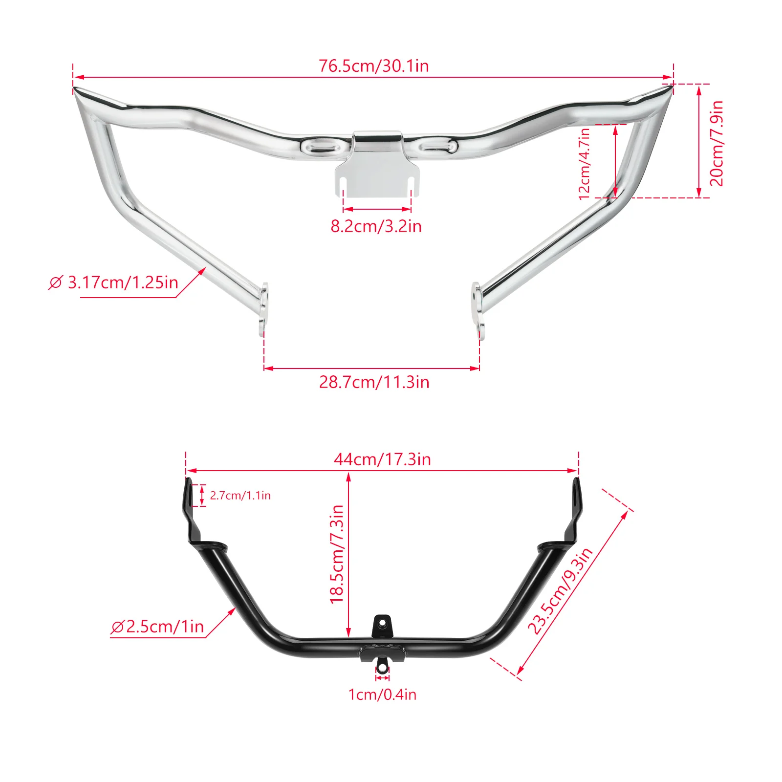 Gloss Black Fairing Support Bracket + Chrome Chopped Engine Guard for Harley 15-later Road Glide FLTRXSE FLTRX FLTRXST FLTRXS