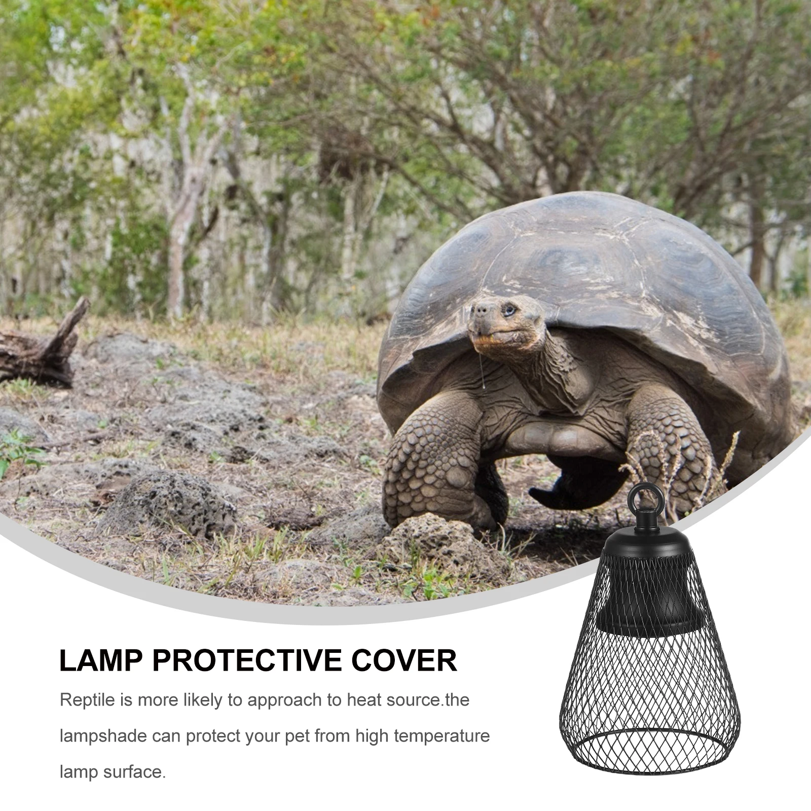 

Turtle Lampshade E27 Reptile Heater Guard Iron Base Black Finish Long Life Safe Use Protective Cover Aquarium Lighting Pet