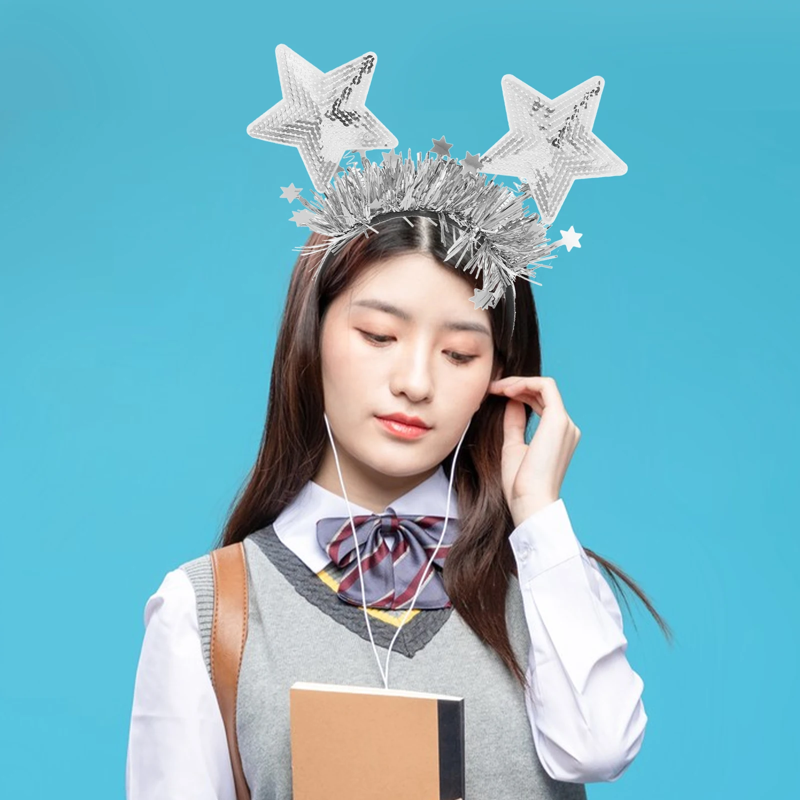 

Shiny Sequin Star For Women Girls Bridal Accessories Glitter Hoop Party Festival Decor Photo Prop Disco Costume Hairband