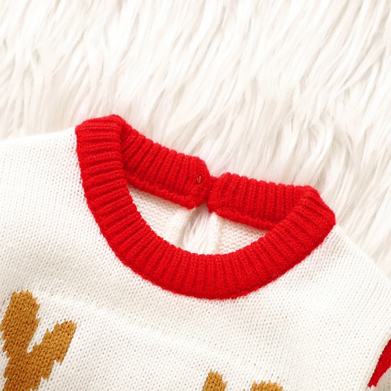 Christmas Baby Romper Knit Newborn Boy Girl Jumpsuit Fashion Cute Elk Infant Kid Xmas Clothing 0-18M Overalls Long Sleeve Winter