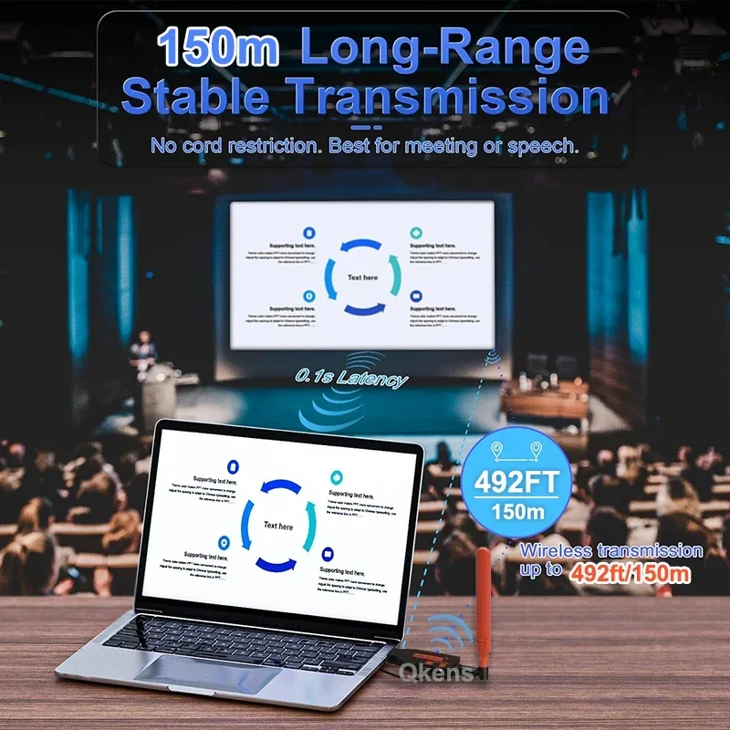 150m Wireless HDMI Extender Video Transmitter and Receiver Adapter for Camera STB Laptop Projector 1 PC and 2 3 4 TV Share
