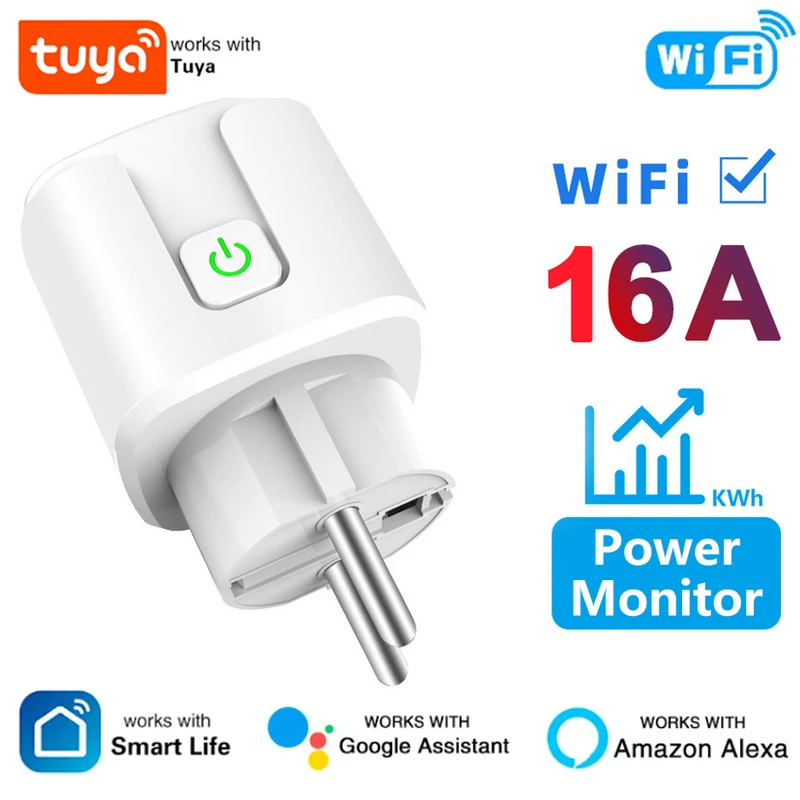 

Tuya WiFi Smart Socket EU 16A 20A AC100-240V Zigbee Smart Plug with Power Monitoring Outlet Works With Alexa Google Home Alice