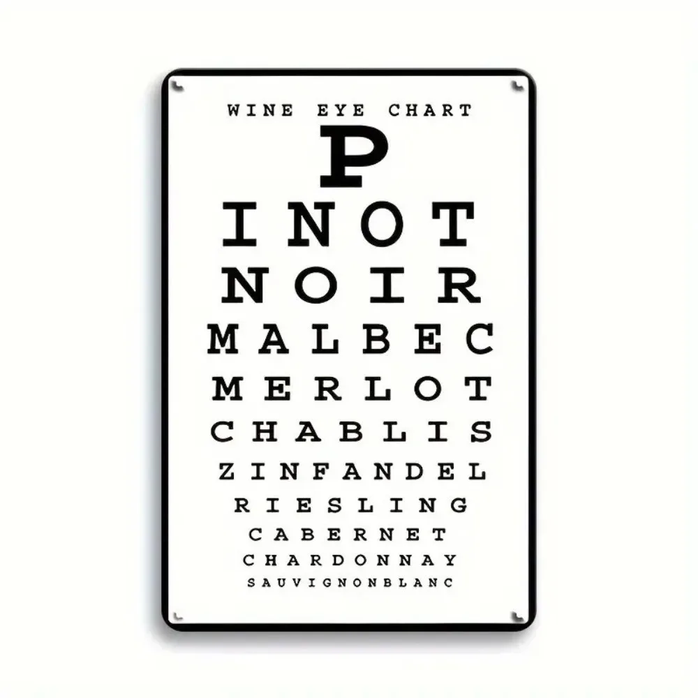 „Wine Eye Chart“, humorvolles Metallschild – Delight von Wine Lover, Dekoration für Zuhause, Bar, Keller, einzigartige Geschenkidee