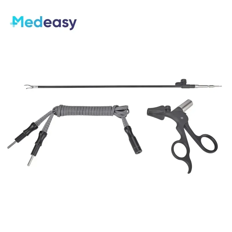 Hot Sale Medeasy 5mm*330mm Reusable Double Action Bipolar Coagulation Scissors Forceps With Connection Cable