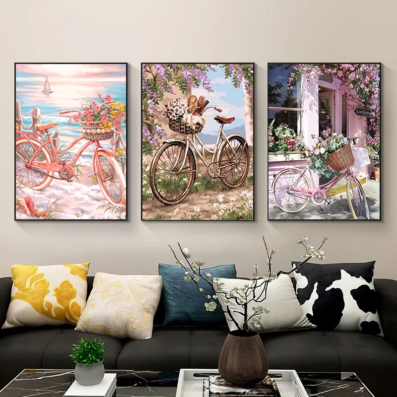 Landscape 5D DIY Diamond Painting Diamond Mosaic Bicycle Rhinestone Embroidery Painting Resin Full Round Gift Home Decor