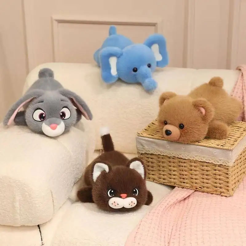 Hurtownia Najnowsze Pluszowe Zabawki: Leżący Królik, Panda Ruda, Słonik Dziecięcy, Kawaii, Kreskówkowe, Anime, Urocza Poduszka, Prezent Urodzinowy dla Dzieci