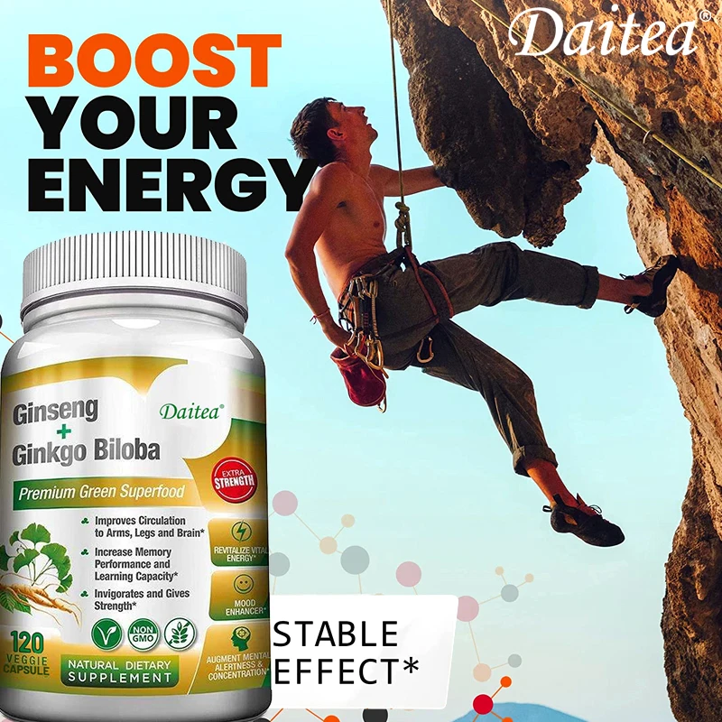 Ginseng + Ginkgo Biloba - Natural Dietary Supplement To Improve Memory and Learning Ability, Joint and Brain Circulation