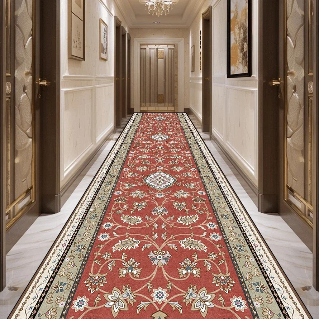 Hallway Runner Rug Persian Washable Long Corridor Carpet Vintage Lounge Rug Bedroom Decoration Non-Slip Carpets for Living Room