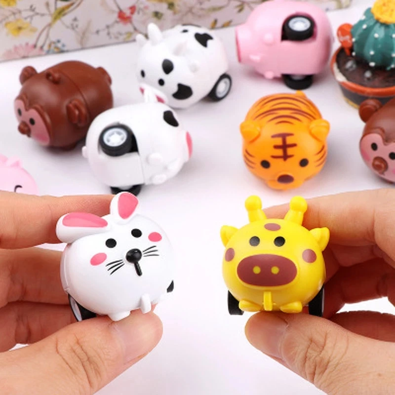 Children's pull-back car toy, cute cartoon animals, birthday party, gift, giveaway pinata stuffer, gift bag, 10 pieces