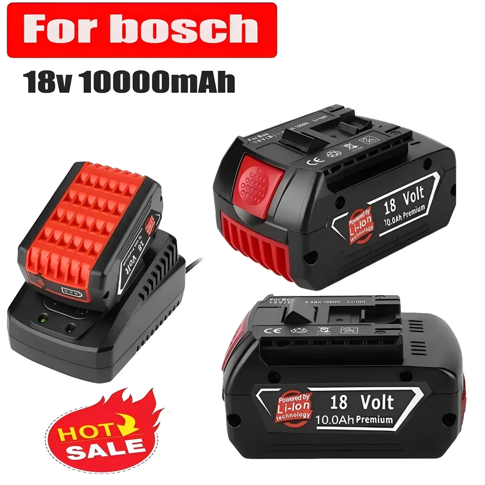 

18V 10.0ah Rechargeable Battery For Bosch 18V 10000mAh Backup Battery Portable Replacement GBA GSR GSB BAT618 BAT609 BAT620